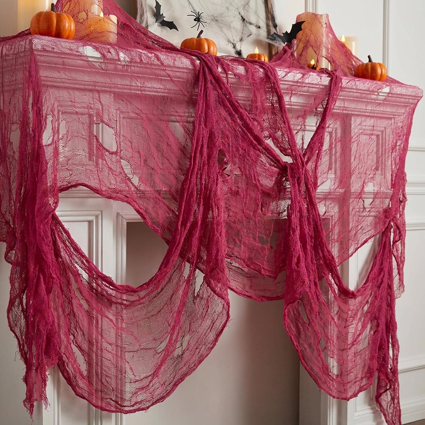 197"x71" Pink Halloween Scary Gauze, Spooky Cloth Party Decoration