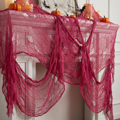 197"x71" Pink Halloween Scary Gauze, Spooky Cloth Party Decoration