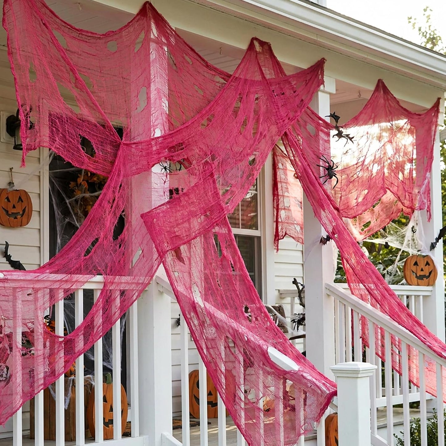 197"x71" Pink Halloween Scary Gauze, Spooky Cloth Party Decoration