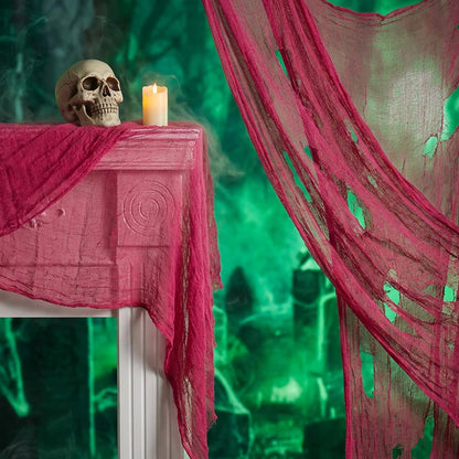 197"x71" Pink Halloween Scary Gauze, Spooky Cloth Party Decoration
