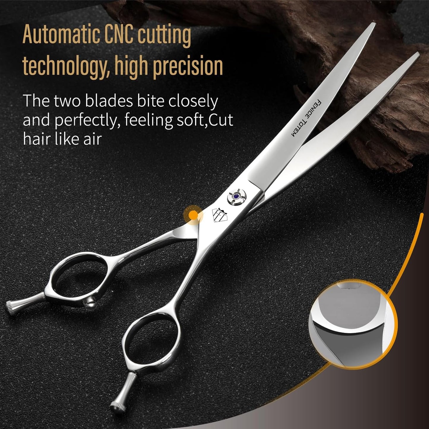 Fenice Professional Pet Grooming Scissors, High-End Dog Hair Cutting Shears with Ergonomic Handle, Super Hard Alloy Steel, CNC Precision Craftsmanship (Curved, 7.0")