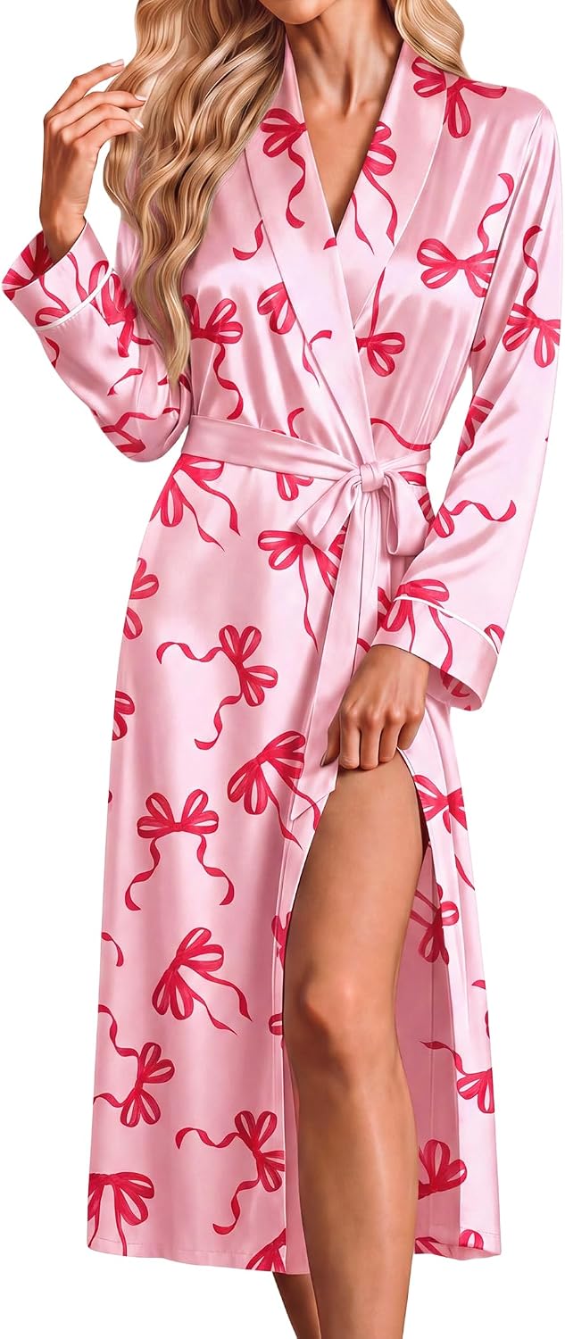 Silk Robes for Women Long Satin Kimono Bathrobe Sexy Bridal Robe