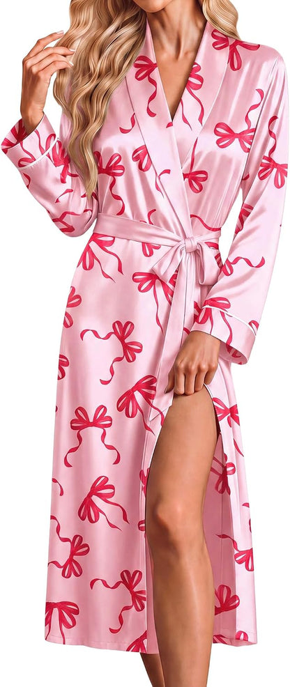 Silk Robes for Women Long Satin Kimono Bathrobe Sexy Bridal Robe