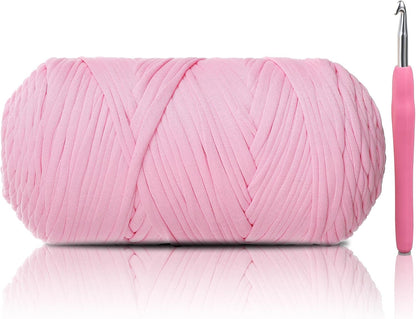 2 Pack T-Shirt Yarn - Together 800g/236 Yards Elastic Fabric Crochet Cloth T-Shirt Yarn, Thick Hand Knitting Yarns for Crocheting Bags/Rugs/Baskets/Craft Project (Modern, 1-Pink)
