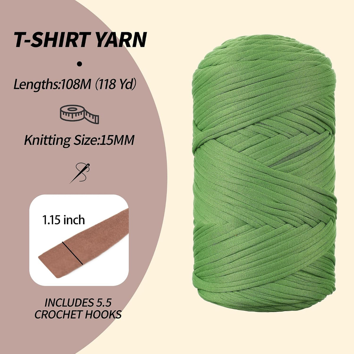 2 Pack T-Shirt Yarn - Together 800g/236 Yards Elastic Fabric Crochet Cloth T-Shirt Yarn, Thick Hand Knitting Yarns for Crocheting Bags/Rugs/Baskets/Craft Project (Modern, 1-Pink)