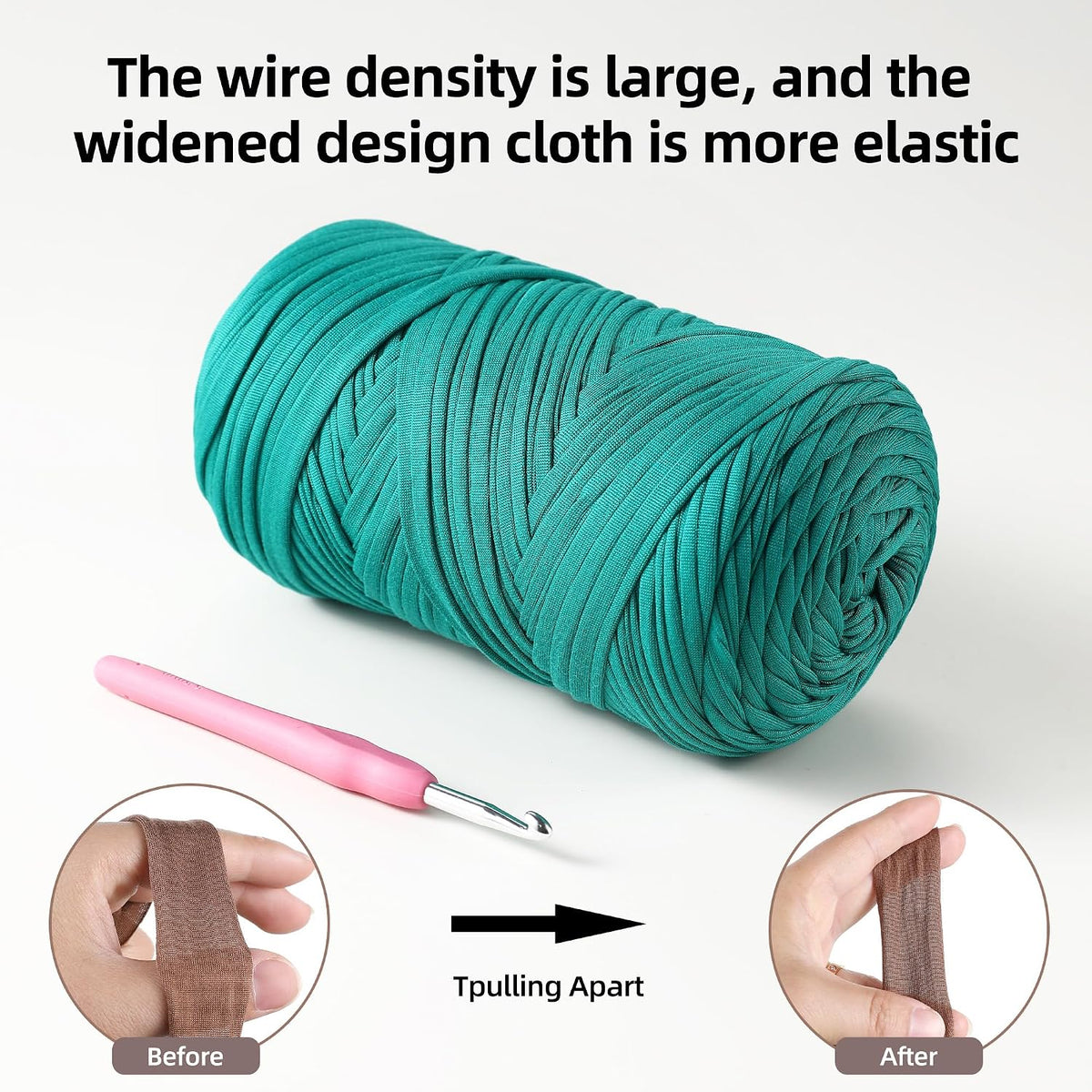 2 Pack T-Shirt Yarn - Together 800g/236 Yards Elastic Fabric Crochet Cloth T-Shirt Yarn, Thick Hand Knitting Yarns for Crocheting Bags/Rugs/Baskets/Craft Project (Modern, 1-Pink)