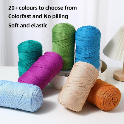 2 Pack T-Shirt Yarn - Together 800g/236 Yards Elastic Fabric Crochet Cloth T-Shirt Yarn, Thick Hand Knitting Yarns for Crocheting Bags/Rugs/Baskets/Craft Project (Modern, 1-Pink)