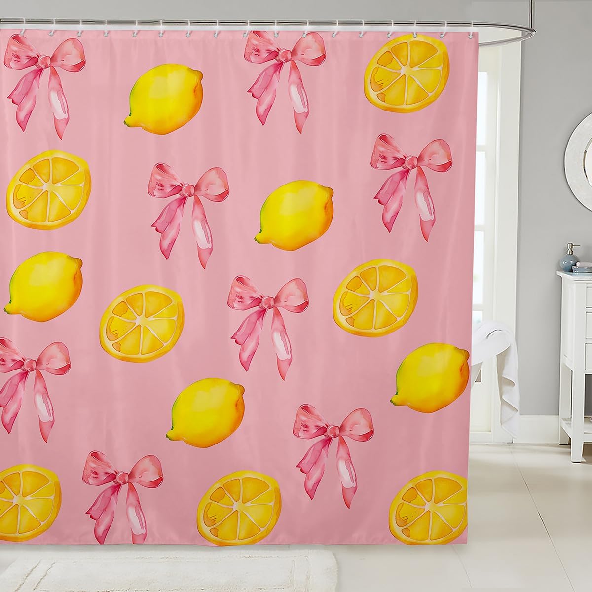 Pink Bow Kids Shower Curtain for Bathroom Decor Boys 72"x72"