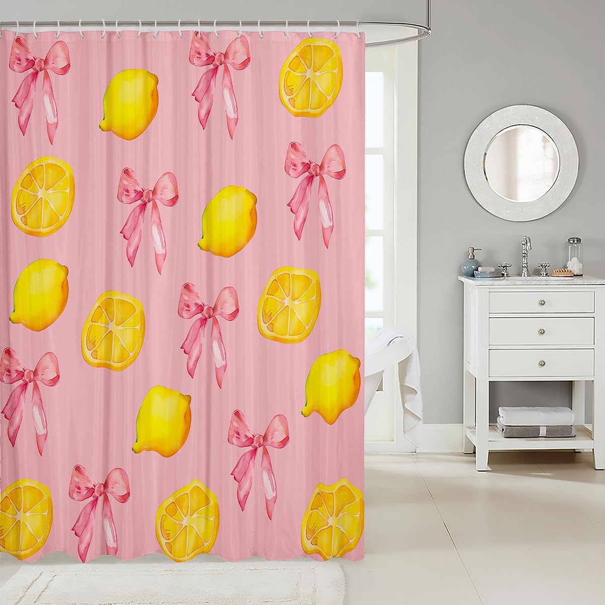 Pink Bow Kids Shower Curtain for Bathroom Decor Boys 72"x72"