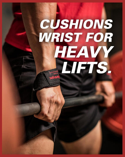Padded Cotton Lifting Straps with NeoTek Cushioned Wrist, 21.5 Inch Length, 1.5 Inch Width, Pair, Weightlifting Wrist Straps for Deadlifts and Strength Training