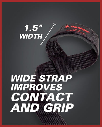 Padded Cotton Lifting Straps with NeoTek Cushioned Wrist, 21.5 Inch Length, 1.5 Inch Width, Pair, Weightlifting Wrist Straps for Deadlifts and Strength Training