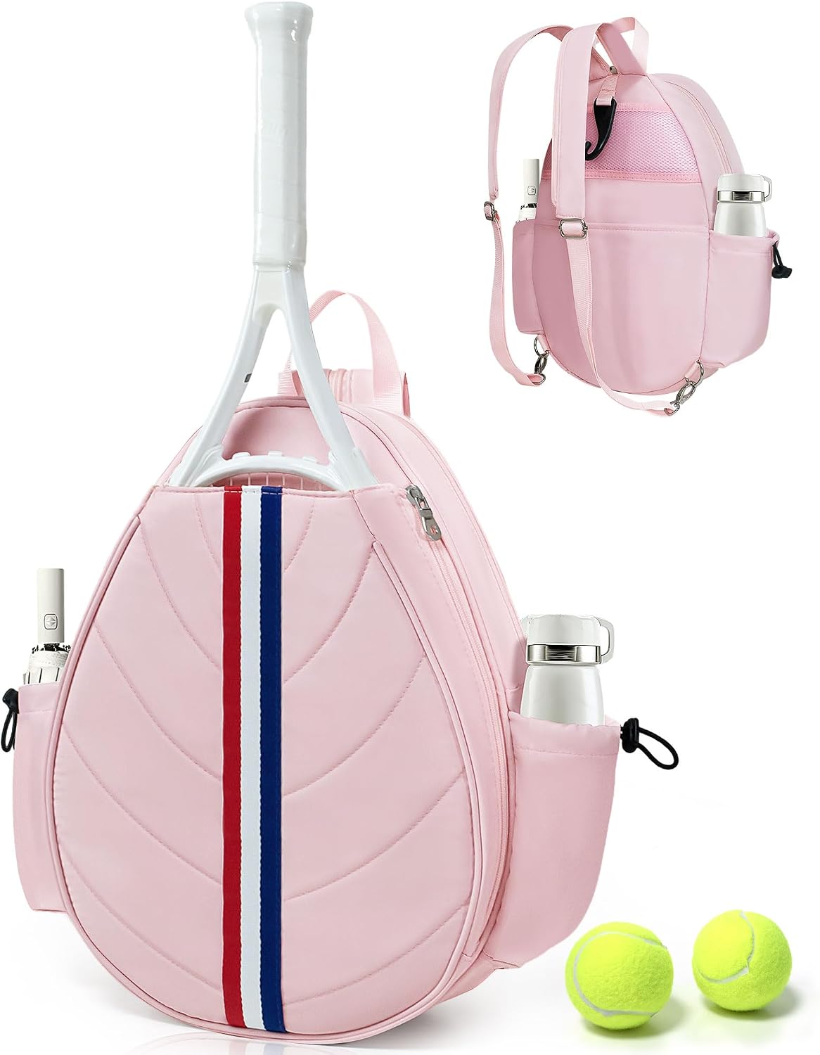 Tennis Bag, Water Resistant Tennis Backpack for Women Men, Quilted Crossbody Sling Design for Tennis, Pickleball, Badminton Rackets