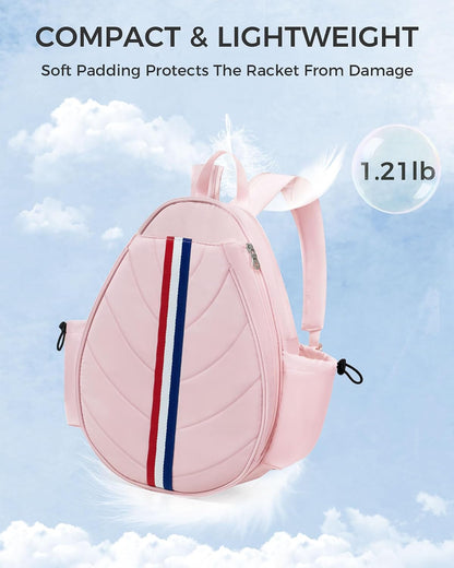 Tennis Bag, Water Resistant Tennis Backpack for Women Men, Quilted Crossbody Sling Design for Tennis, Pickleball, Badminton Rackets