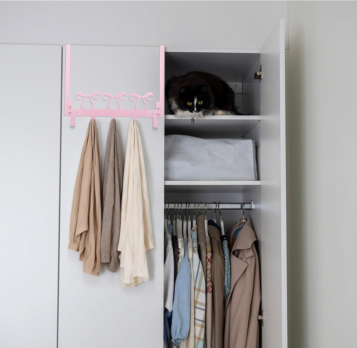 Pink Bow Over Door Towel Rack 5 Hooks