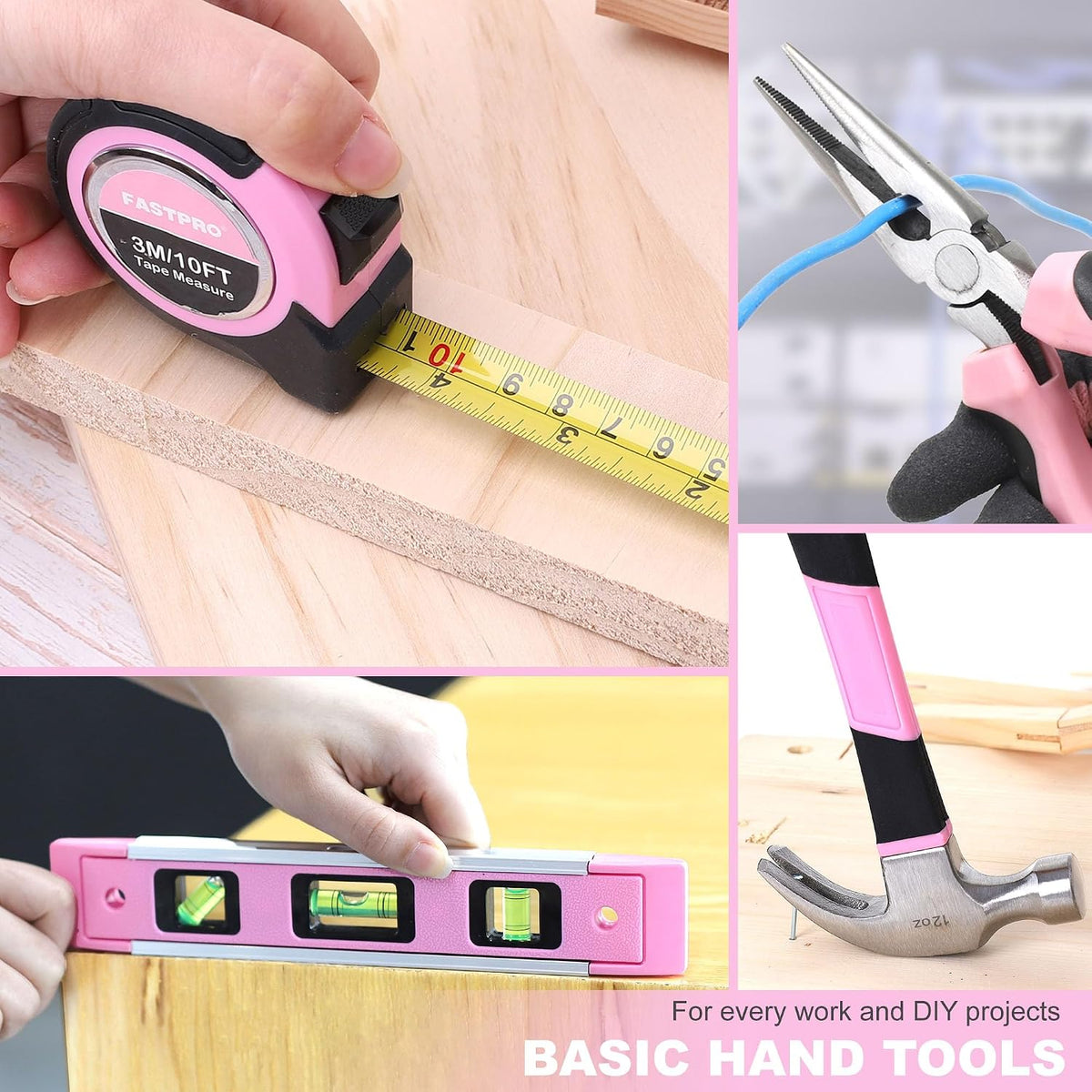20V Pink Drill Set for Women, Home Tool Kit with Tool Box