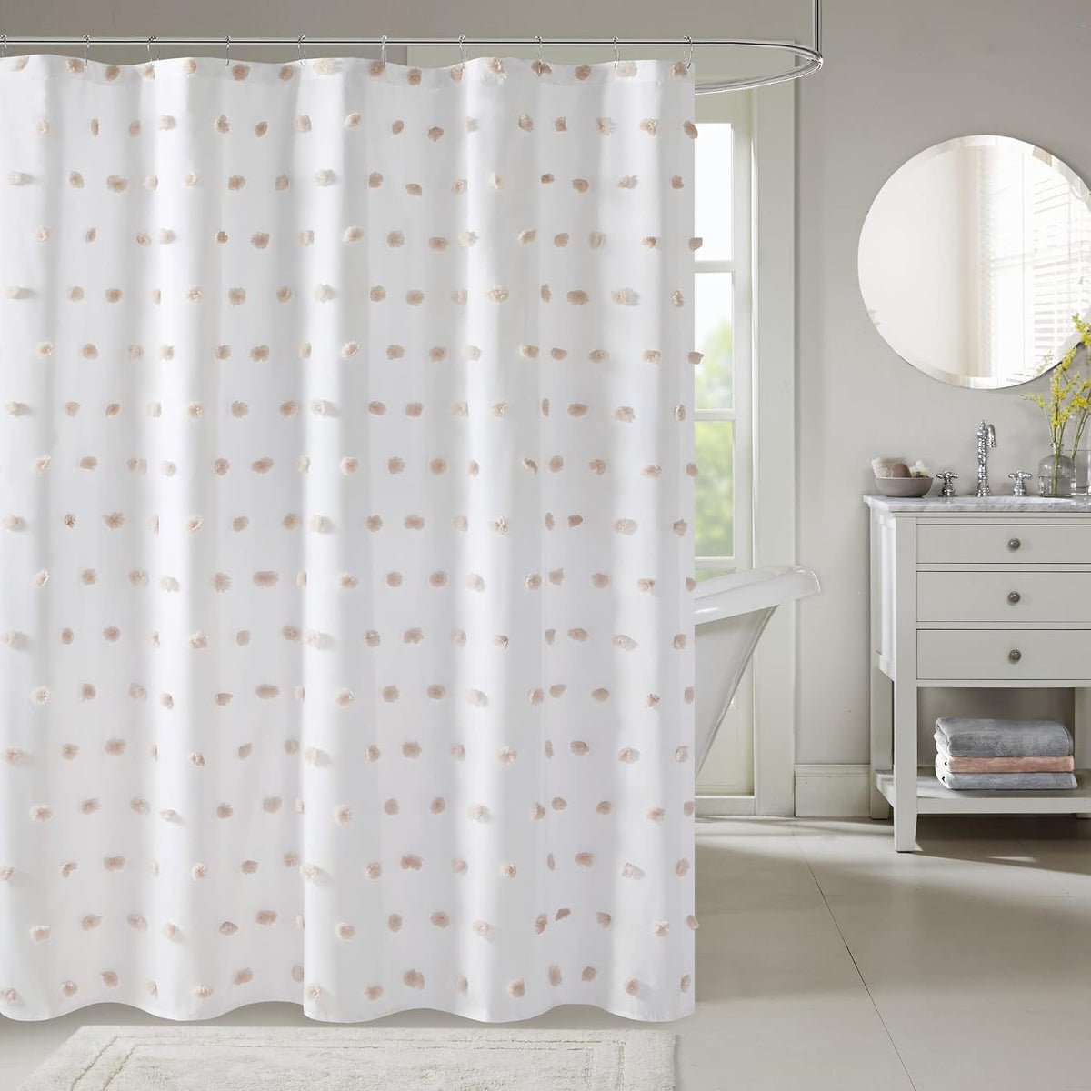 Sophie Shower Curtain for Bathroom, 72 x 72, Blush