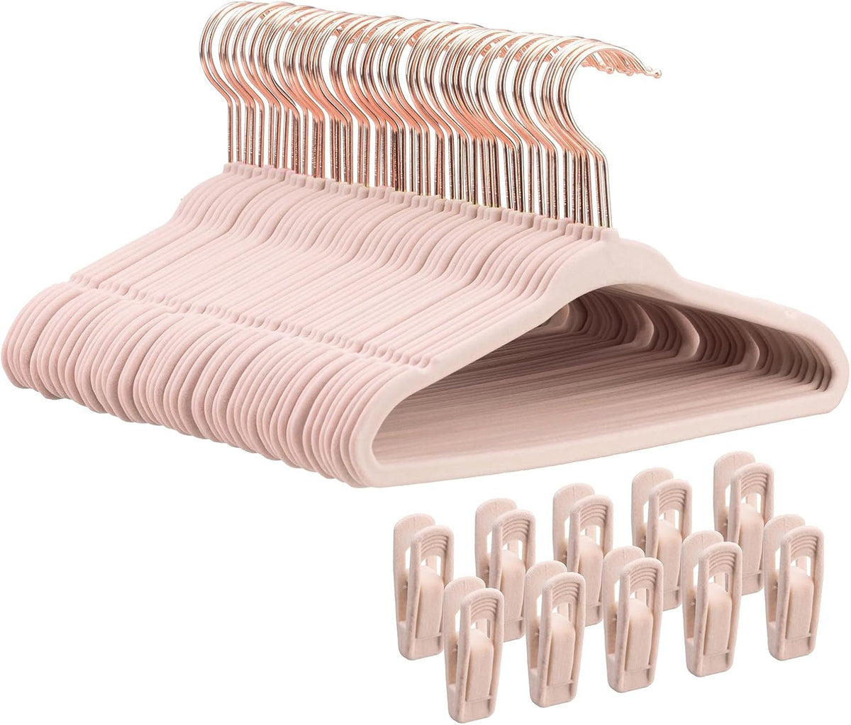 Tonswachic Baby Velvet Hanger,Toddler Felt Hanger, 11",Pink,50 Pack
