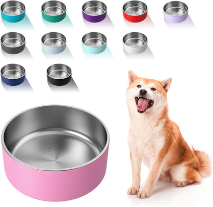 Dog Bowl, Stainless Steel Food and Water Bowl, 40oz, Pink | Non Slip Quiet Bottom, Easy to Clean, Dishwasher Safe