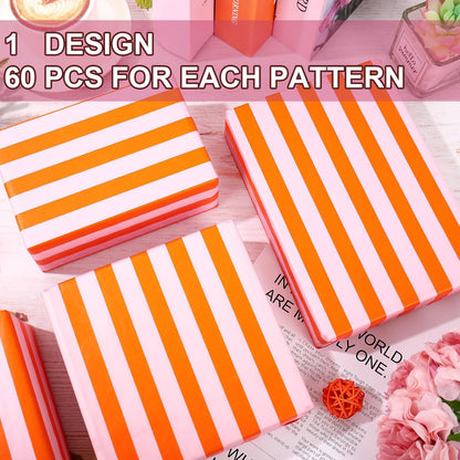 60 Sheets Stripe Tissue Paper Pink Orange Stripe Wrapping Paper for Birthday Baby Shower Wedding Party DIY Crafts Supplies, 14 x 20 Inch