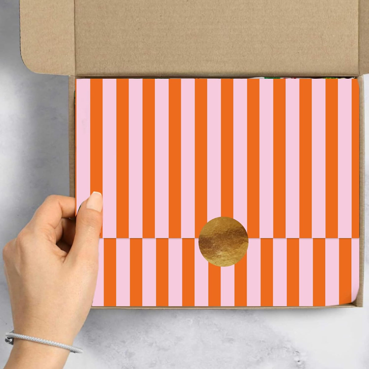60 Sheets Stripe Tissue Paper Pink Orange Stripe Wrapping Paper for Birthday Baby Shower Wedding Party DIY Crafts Supplies, 14 x 20 Inch