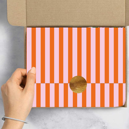 60 Sheets Stripe Tissue Paper Pink Orange Stripe Wrapping Paper for Birthday Baby Shower Wedding Party DIY Crafts Supplies, 14 x 20 Inch