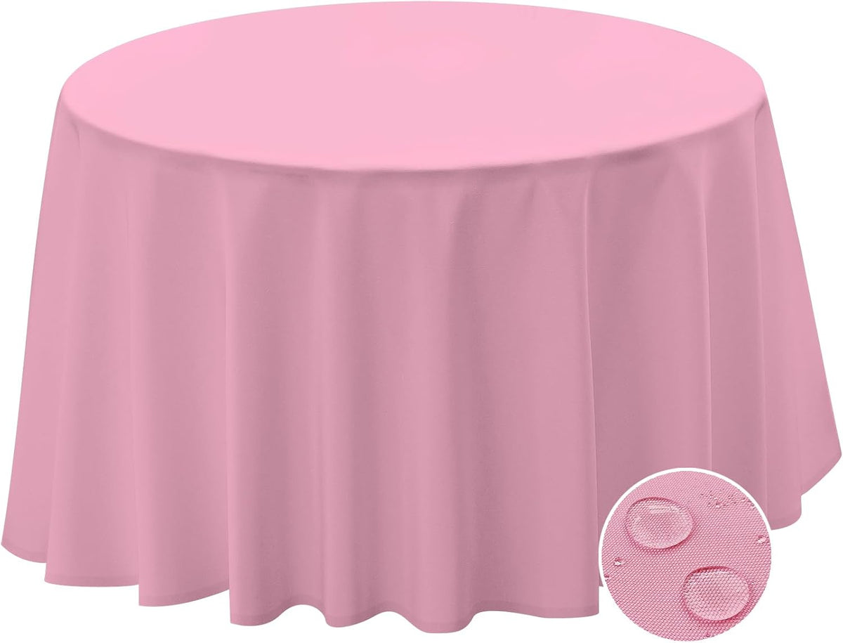 Table Cloth 60 Inch Round Tablecloth Fits Max50 Inch Diameter Table Top,Pink Polyester Washable Wrinkle-Free Spillproof Tablecloth for Party Patio Cover