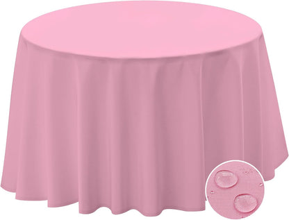 Table Cloth 60 Inch Round Tablecloth Fits Max50 Inch Diameter Table Top,Pink Polyester Washable Wrinkle-Free Spillproof Tablecloth for Party Patio Cover