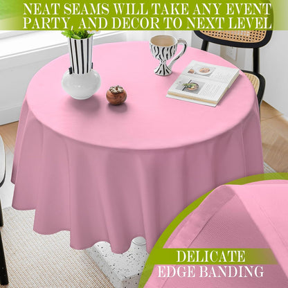 Table Cloth 60 Inch Round Tablecloth Fits Max50 Inch Diameter Table Top,Pink Polyester Washable Wrinkle-Free Spillproof Tablecloth for Party Patio Cover