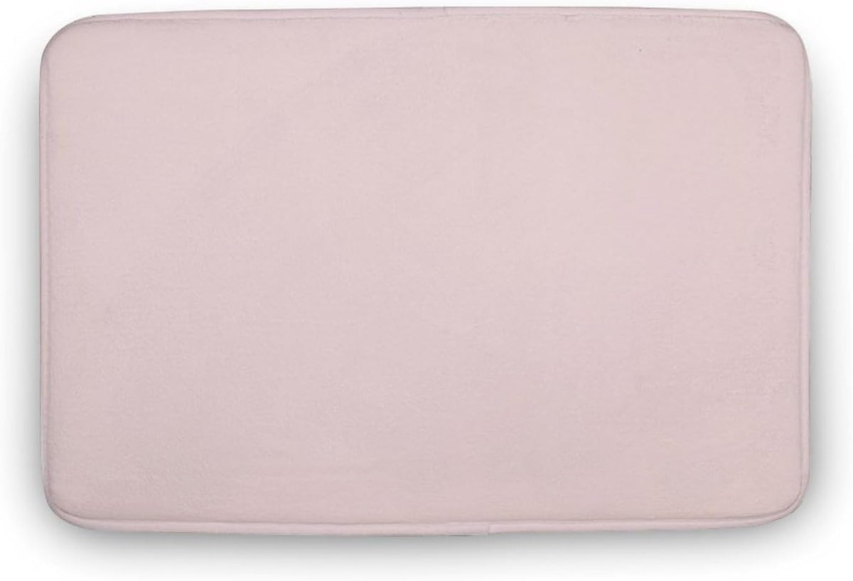 Minimalist Solid Plain Pale Pink Bathroom Rug, Non Slip & Soft Absorbent Bath Mat Carpets for Bathroom 16" x 24"