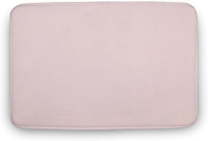 Minimalist Solid Plain Pale Pink Bathroom Rug, Non Slip & Soft Absorbent Bath Mat Carpets for Bathroom 16" x 24"