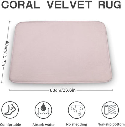 Minimalist Solid Plain Pale Pink Bathroom Rug, Non Slip & Soft Absorbent Bath Mat Carpets for Bathroom 16" x 24"
