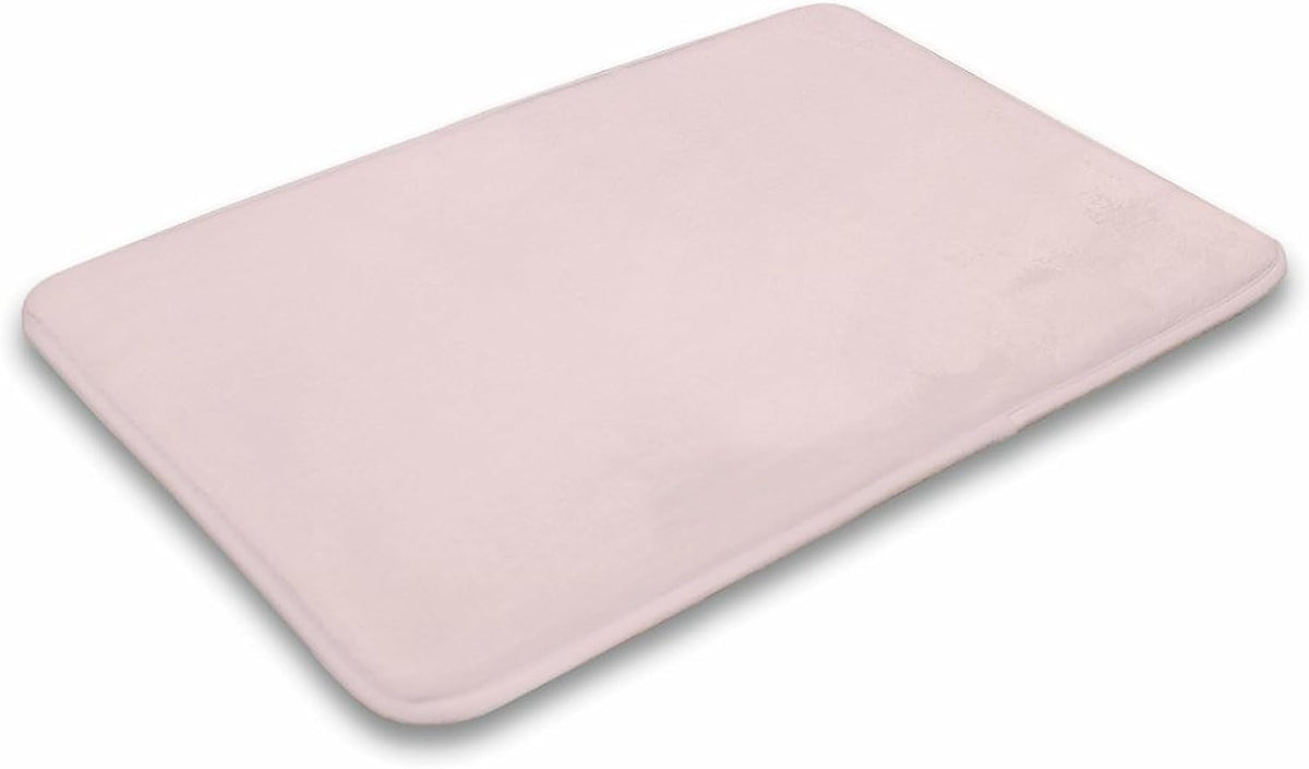 Minimalist Solid Plain Pale Pink Bathroom Rug, Non Slip & Soft Absorbent Bath Mat Carpets for Bathroom 16" x 24"