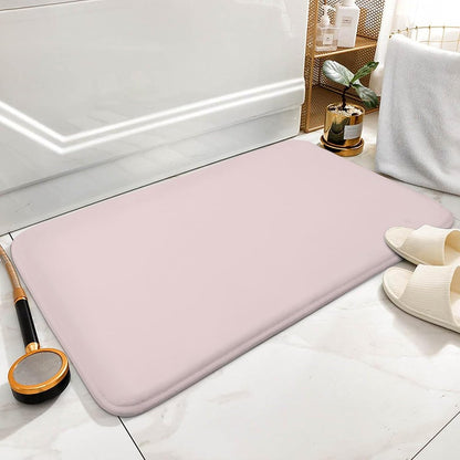 Minimalist Solid Plain Pale Pink Bathroom Rug, Non Slip & Soft Absorbent Bath Mat Carpets for Bathroom 16" x 24"