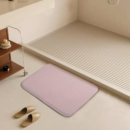 Minimalist Solid Plain Pale Pink Bathroom Rug, Non Slip & Soft Absorbent Bath Mat Carpets for Bathroom 16" x 24"
