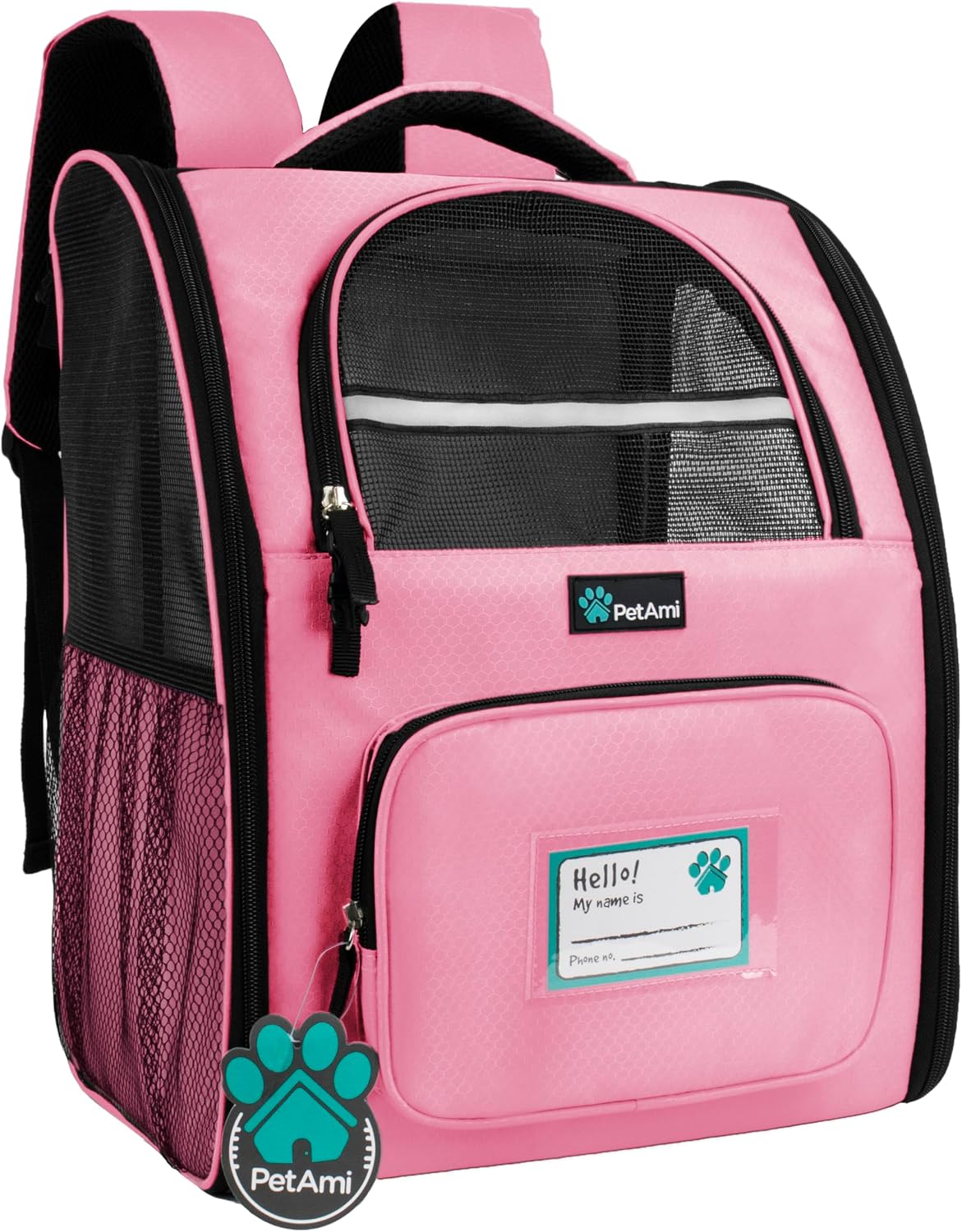 Dog Backpack Carrier Airline Approved Cat Pet Puppy Bag, Pink
