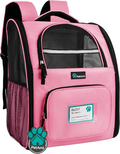 Dog Backpack Carrier Airline Approved Cat Pet Puppy Bag, Pink