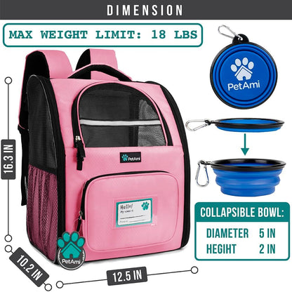 Dog Backpack Carrier Airline Approved Cat Pet Puppy Bag, Pink