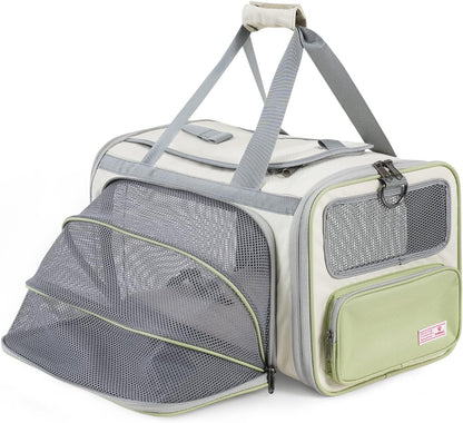 Pawaii Cat Carrier with ID Tag, TSA Airline Approved Soft Sided Collapsible Pet Travel Carrier, Portable Comfortable Convenient Foldable Cat Travel Bag