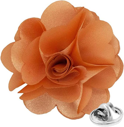 Premium Men's Formal Solid Color Flower Lapel Pin - Boutonniere for Men, Brooch Pin