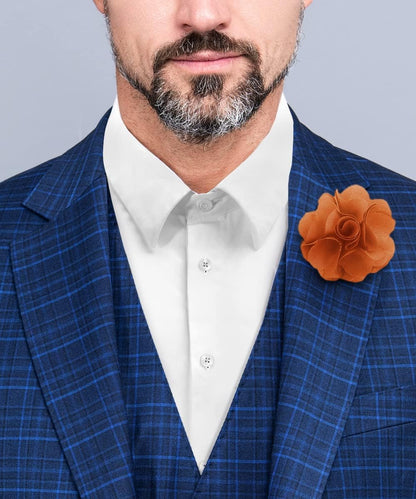 Premium Men's Formal Solid Color Flower Lapel Pin - Boutonniere for Men, Brooch Pin