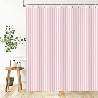 Pink and White Striped Shower Curtain for Bathroom 72 x 78 inch