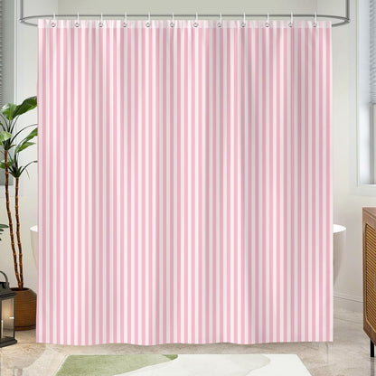 Pink and White Striped Shower Curtain for Bathroom 72 x 78 inch