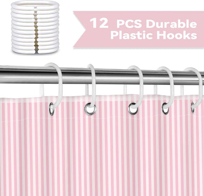 Pink and White Striped Shower Curtain for Bathroom 72 x 78 inch