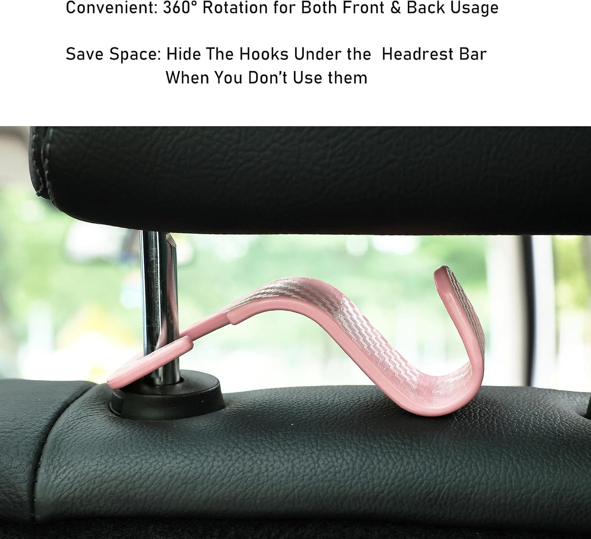 Car Seat Hooks 4 Pack - 55lb Heavy Duty Headrest Hook,Pink
