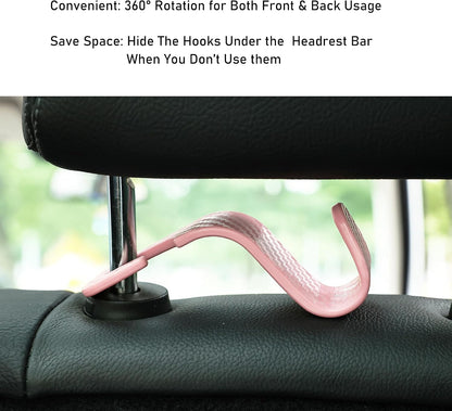 Car Seat Hooks 4 Pack - 55lb Heavy Duty Headrest Hook,Pink