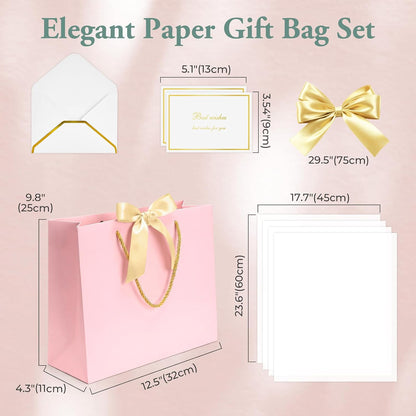 Gift Bags Set with handles Luxury Portable Paper Bag 1Pcs Pink