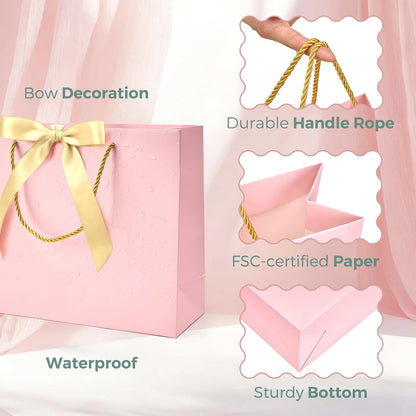 Gift Bags Set with handles Luxury Portable Paper Bag 1Pcs Pink