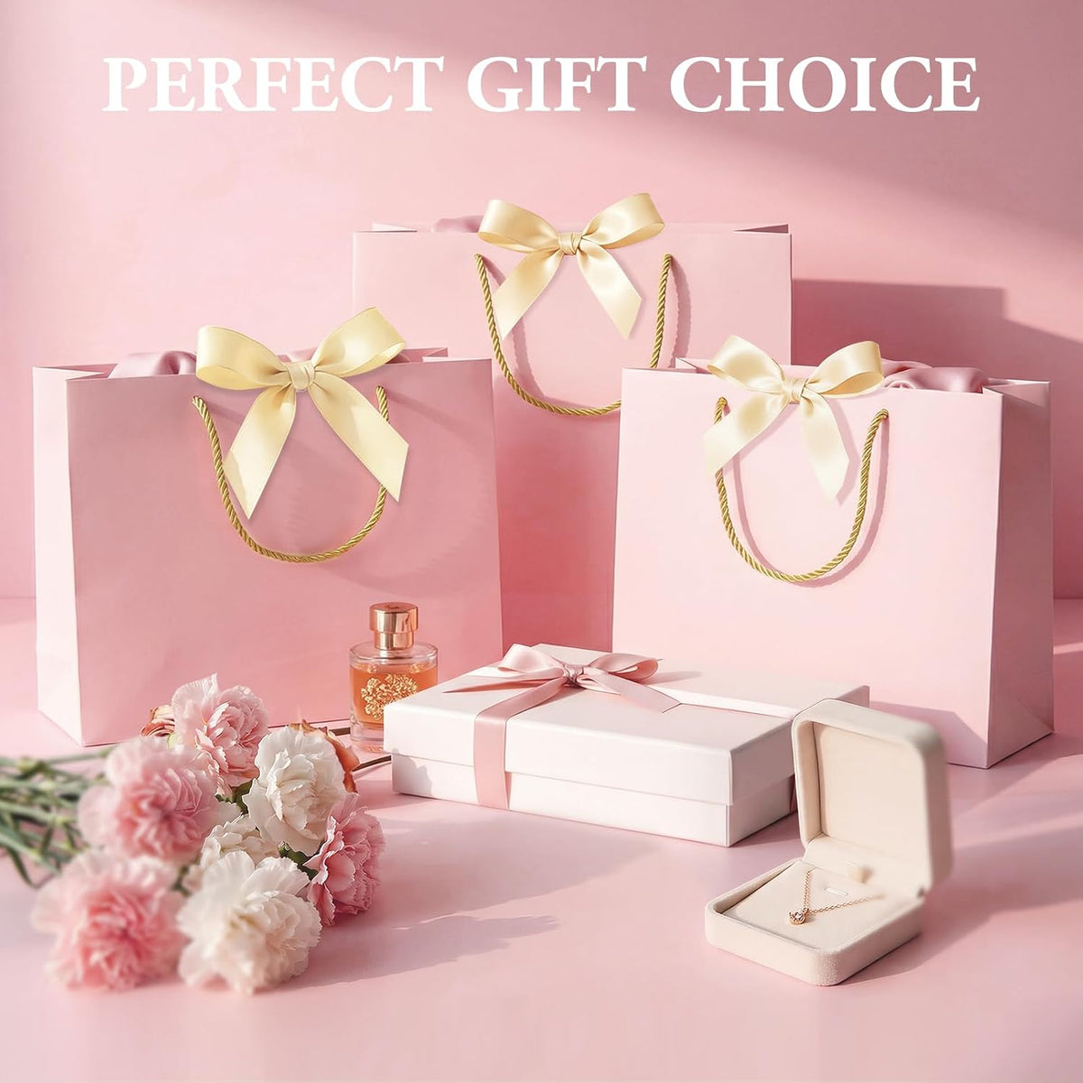 Gift Bags Set with handles Luxury Portable Paper Bag 1Pcs Pink