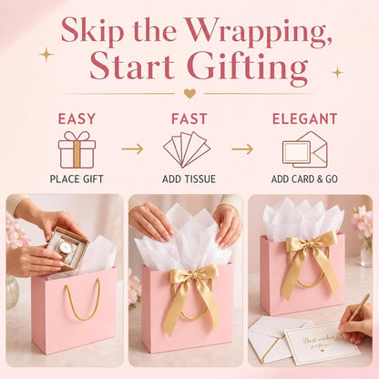 Gift Bags Set with handles Luxury Portable Paper Bag 1Pcs Pink