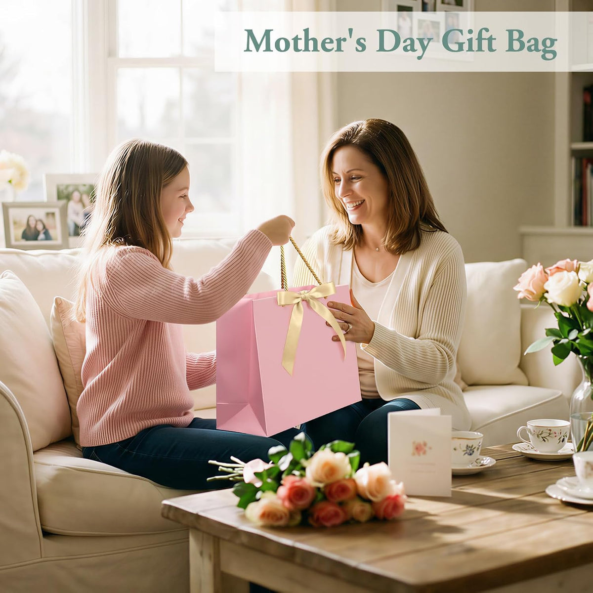 Gift Bags Set with handles Luxury Portable Paper Bag 1Pcs Pink